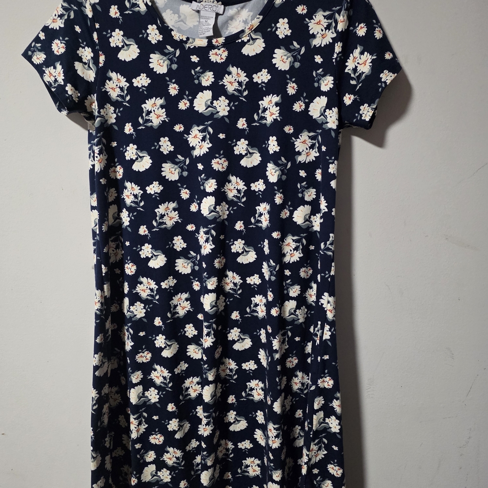 Women’s Navy Floral Mini Dress with Short Sleeves